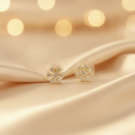 Load image into Gallery viewer, EFE52673Y. 14k Solid Gold Diamond Flower Stud Earrings