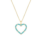 Load image into Gallery viewer, PHB38109TQ. 14K Solid Gold Diamond & Turquoise Heart Pendant