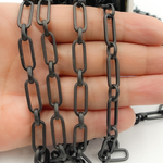 Load image into Gallery viewer, Black Rhodium Matt Sterling Silver Paperclip Chains