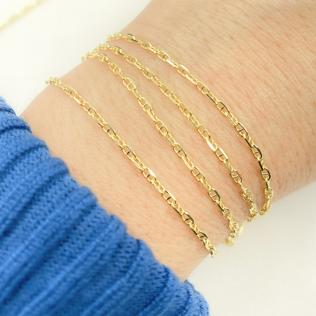 Gold Flat Marina Link Chain by Foot