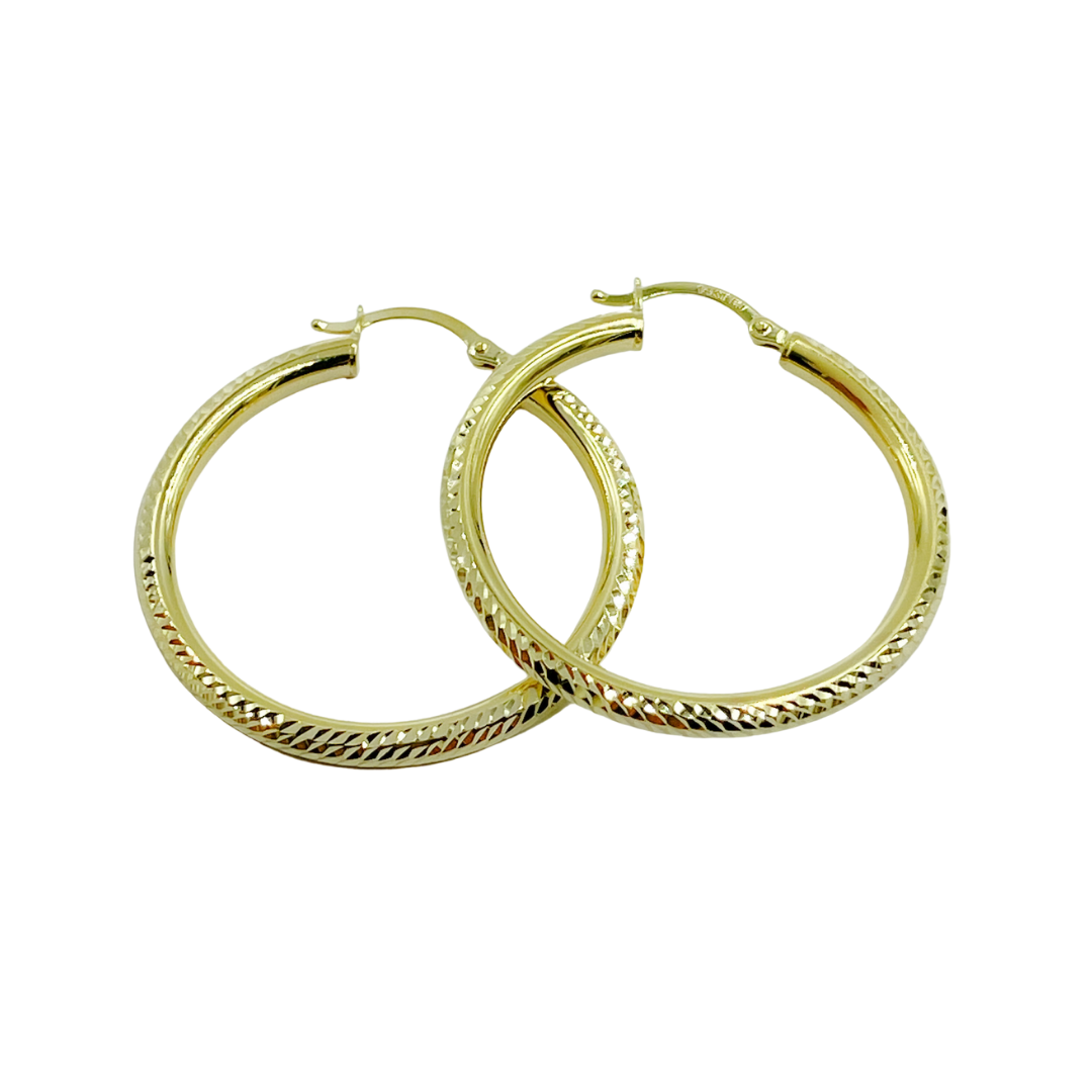 Buy Now 14K Gold Tornado Hoop Earrings Textured Shine