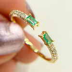 Load image into Gallery viewer, 14K Solid Gold Diamond & Emerald Ring.