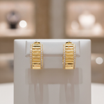 Load image into Gallery viewer, EHF57385. 14K Solid Yellow Gold Diamond Hoop Earrings