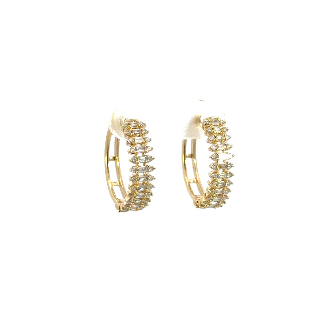 EHJ56873. 14k Solid Gold Diamond Hoops