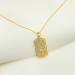 Load image into Gallery viewer, GDP92. 14K Solid Gold Charm. Rectangular Pendant with Diamonds