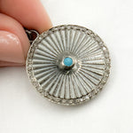 Load image into Gallery viewer, Silver Round Enamel Pendant with Gemstone