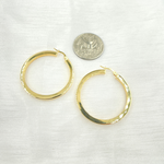 Load image into Gallery viewer, GER156. 14K Solid Gold Hollow Flat Hoop Earrings