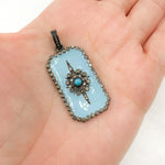 Load image into Gallery viewer, Diamond Sterling Silver Rectangle Enamel Pendant with Gemstone