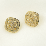 Load image into Gallery viewer, EFB50898. 14K Solid Gold and Diamonds Square Flower Earrings