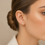 Load image into Gallery viewer, EFI51229. 14k Solid Yellow Gold Diamond Flower Studs