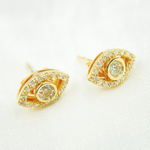 Load image into Gallery viewer, EFC52002WS. 14k Solid Yellow Gold Diamond Eye earrings