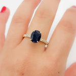 Load image into Gallery viewer, 14K Yellow Gold Oval Blue Sapphire and Diamonds Fancy Ring