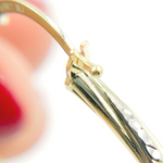 Load image into Gallery viewer, GER71. 14K Gold Hollow Hoop Earrings with Engraved Tornado Design