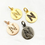 Load image into Gallery viewer, DC076. Diamond Sterling Silver Letter "N" Round Charm