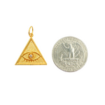 Load image into Gallery viewer, 14K Solid Gold Charm. Triangle Evil Eye Pendant with Diamonds. GDP334
