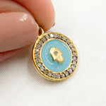 Load image into Gallery viewer, Diamond Sterling Silver Round Hamsa Enamel Charm