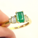 Load image into Gallery viewer, 14K Solid Yellow Gold Diamond and Emerald Cluster Ring.