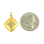 Load image into Gallery viewer, 14K Solid Gold Diamonds Flower Square Charm. GDP188