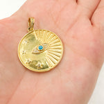 Load image into Gallery viewer, DP694. Diamond Sterling Silver Round Eye Pendant with Gemstone