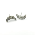Load image into Gallery viewer, DE049. Pave Diamond Sterling Silver Moon Studs