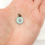 Load image into Gallery viewer, Silver Round Enamel Charm with Gemstone
