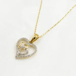 Load image into Gallery viewer, EJP1483. 14K Solid Gold Heart Charm with Diamonds and Two Small Heart in the Center