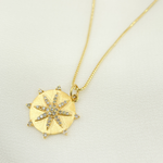 Load image into Gallery viewer, 14K Solid Gold Circle Sun Pendant with Diamonds. GDP346