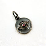 Load image into Gallery viewer, DC228A. Diamond Sterling Silver Round Eye Enamel Charm with Gemstone