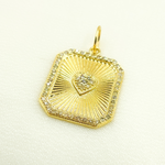 Load image into Gallery viewer, 14K Solid Gold Diamond Rectangle Charm. GDP237