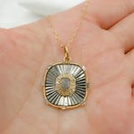 Load image into Gallery viewer, KSG51. 14k Solid Gold Sterling Silver Diamond Square Charm