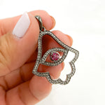 Load image into Gallery viewer, DP042. Diamond & Sterling Silver Hamsa Pendant