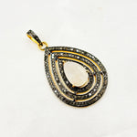Load image into Gallery viewer, DP73. Diamond Silver Drop Gemstone Pendant