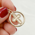 Load image into Gallery viewer, DP462. Diamond Sterling Silver Round Cross Pendant