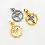 Load image into Gallery viewer, DC328. Diamond Sterling Silver Round Cross Charm