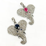 Load image into Gallery viewer, DP258. Diamond Sterling Silver Elephant Head Pendant with Gemstone