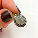 Load image into Gallery viewer, DSP049. Diamond & Sterling Silver Oval Charm with Gemstone