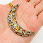 Load image into Gallery viewer, DSP031. Diamond Sterling Silver Moon Shape Pendant with Gemstone