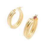 Load image into Gallery viewer, 14K Solid Gold Smooth and Textured Oval Hollow Hoop Earrings