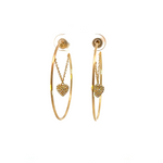 Load image into Gallery viewer, Shop Now 14k Solid Yellow Gold Diamond Heart Dangle Hoops Earrings