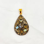 Load image into Gallery viewer, DSP043. Diamond Sterling Silver Drop Pendant with Gemstones