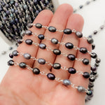 Load image into Gallery viewer, Peacock Pearl Oval Shape Sterling Silver Wire Chain