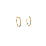 Load image into Gallery viewer, EHC56665TQ. 14k Solid Gold Diamond and Turquoise Hoops