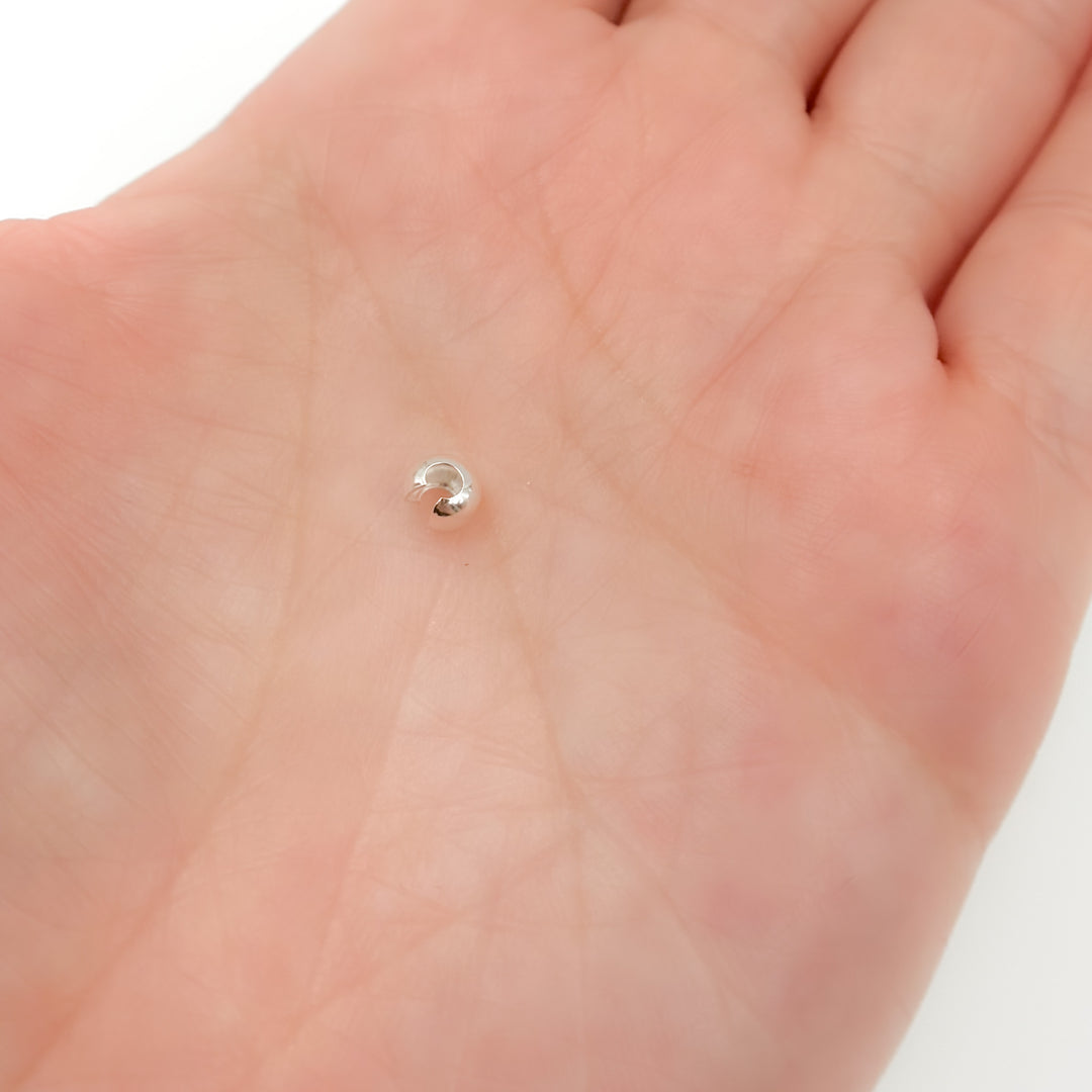 4MM White Sterling Silver Crimp Cover