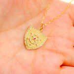 Load image into Gallery viewer, 14K Solid Gold Diamond Shield Charm and Wheel in the Center with Gemstones. KG239