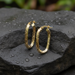 Load image into Gallery viewer, 15850021777. 14K Solid Gold Fancy Rectangle Hollow Hoop Earrings