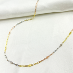 Load image into Gallery viewer, 14k Solid Tri-Color Gold Smooth Paperclip Diamond Cut Marina Link Chain