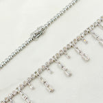 Load image into Gallery viewer, NFT71052. 14K Solid White Gold Diamond Dangle Bars Necklace