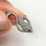 Load image into Gallery viewer, Diamond Sterling Silver Snake Pendant with Gemstone