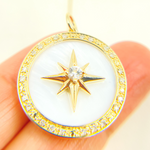 Load image into Gallery viewer, NFC71050MOP. 14k Solid Gold Mother of Pearl & Diamonds Star Pendant