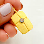 Load image into Gallery viewer, Silver Rectangle Pendant with Gemstone